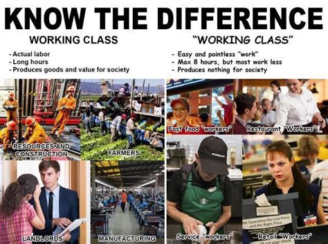 Know The Difference Working Class Working Class Actual Labor Easy And Pointless Work Long