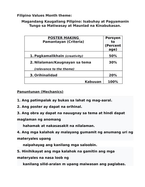 Tula Tula Filipino Values Month Theme Magandang Kaugaliang