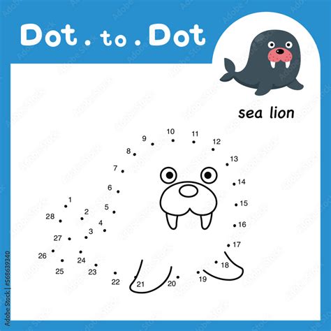 Dot To Dot Educational Game And Coloring Book Of Sea Lion Animal