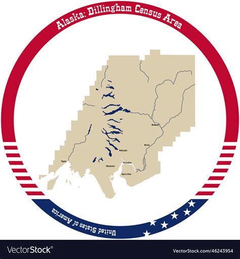 Map Of Dillingham Census Area In Alaska Usa Vector Image