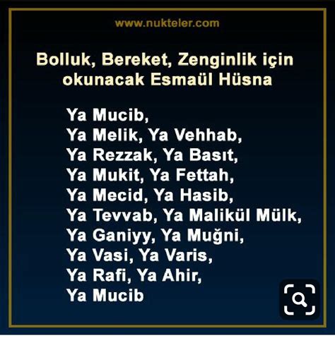 Dua Bahçesi on Twitter Bolluk ve bereket duası Ya Mucib Ya Melik Ya