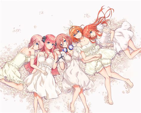 Redhead 5 Toubun No Hanayome Nakano Miku Nakano Yotsuba Twins Brunette Fan Art Pink Hair