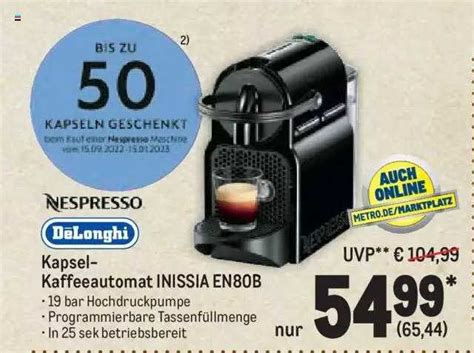Delonghi Nespresso Kapsel-kaffeeautomat Inissia En80b Angebot bei METRO ...