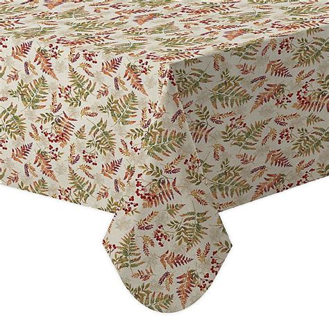 Harvest Fern Vinyl Tablecloth With Flannel Backing Leaves And Berries 60 X 84 Inch