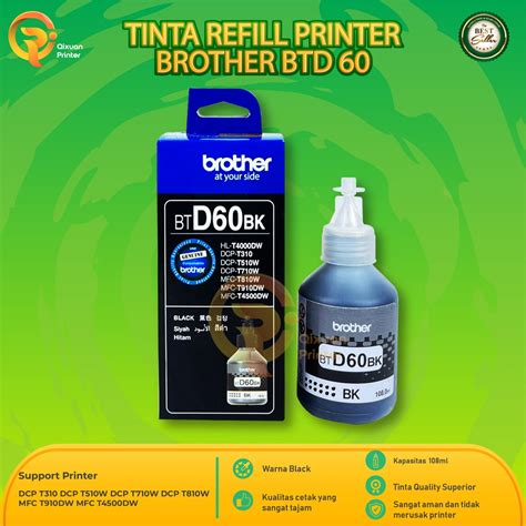 Jual Tinta Brother BTD60BK Isi Ulang Printer DCP T300 T310 T500W T510W