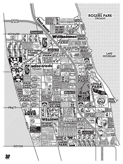 Rogers Park Map: Chicago Art Prints for Sale — Joe Mills Illustration