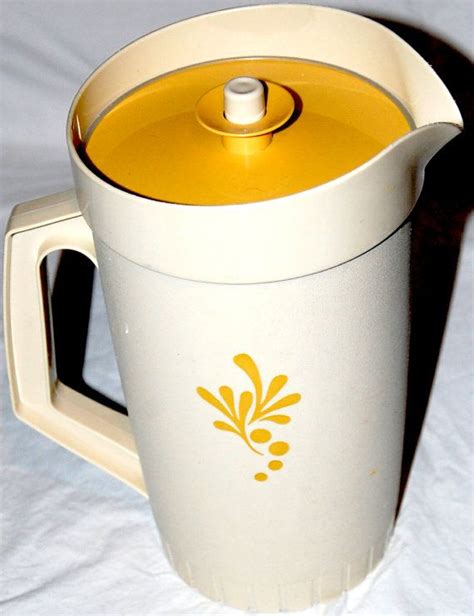 Vintage Smaller Tupperware Cream Pitcher With Yellow Push Top Lid