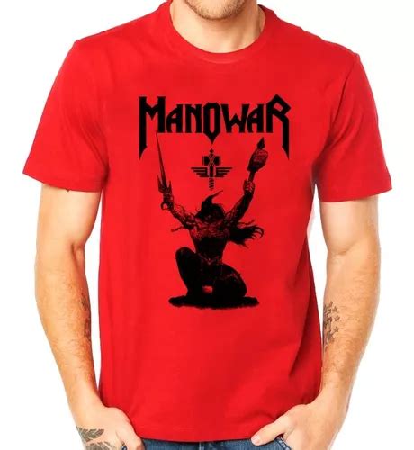 Camiseta Vermelha Manowar Banda Heavy Camisa Manowar L49 Parcelamento