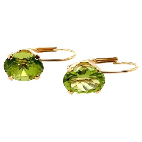 Kt Peridot Lever Back Earrings For Sale At Stdibs