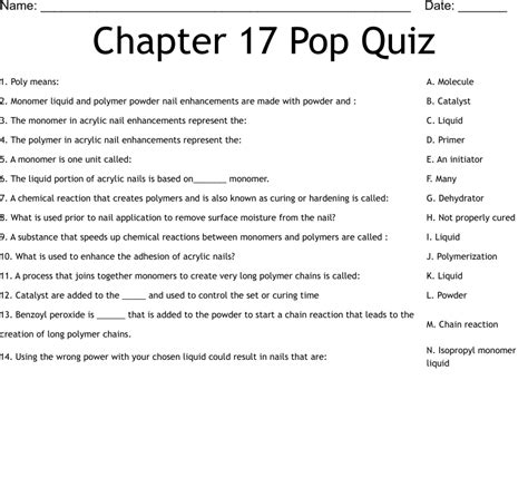 Chapter 17 Pop Quiz Worksheet Wordmint