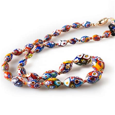 Colored Murano Glass Beads Necklace Oval Murrine Beads - Etsy