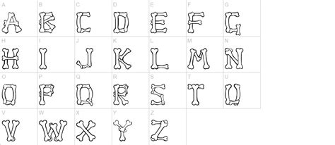 Bone Font Alphabet Letters