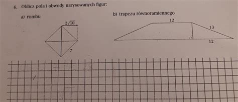 Oblicz pola i obwody narysowanych figur b trapezu równoramiennego a