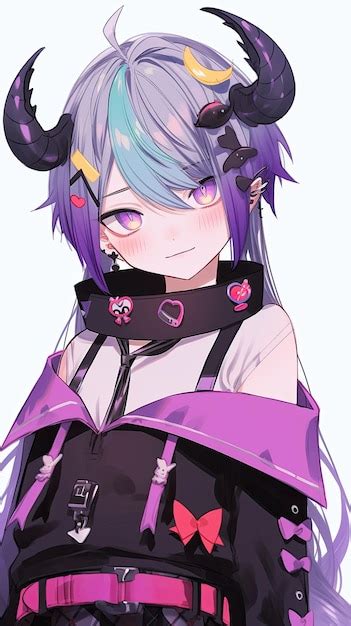 Premium Ai Image A Anime Girl With Horns And Horns On Her Head Virtual Idol Vocaloid