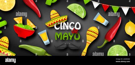 Cinco De Mayo May 5 Holiday In Mexico Mexican Banner With National