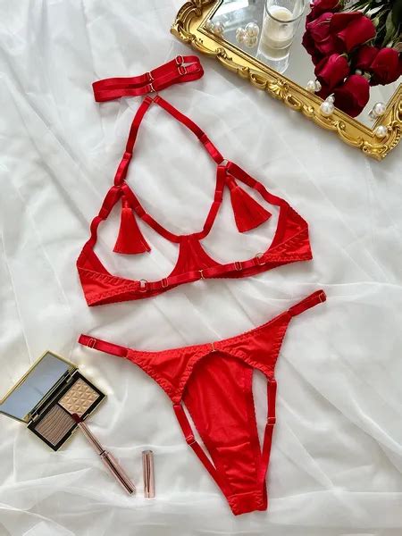 Dropship Sexy Lingerie Body Shaping Sexy Halter Tassel Seduction Underwear Set To Sell Online At