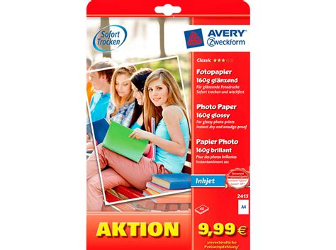 AVERY ZWECKFORM Classic Inkjet Fotopapier A4 160 g m² 2415 online