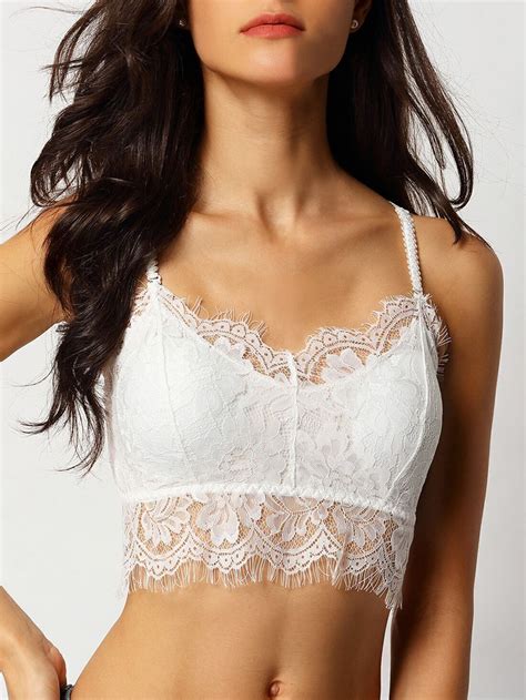 White Spaghetti Strap Lace Lingeriefor Women Romwe