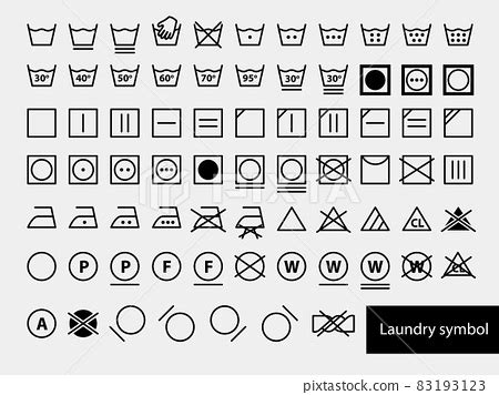 Laundry Symbols Set Of Icons For Washing Full Stock Illustration