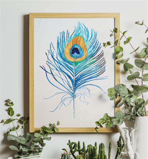 Peacock Feather Art Print, Instant Download, Peacock Wall Art ...