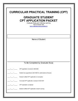 Fillable Online Curricular Practical Training Cpt Graduate Student