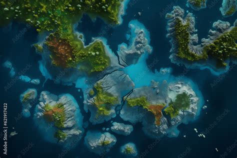 Islands gis data. Satellite map created by generative ai Stock Illustration | Adobe Stock