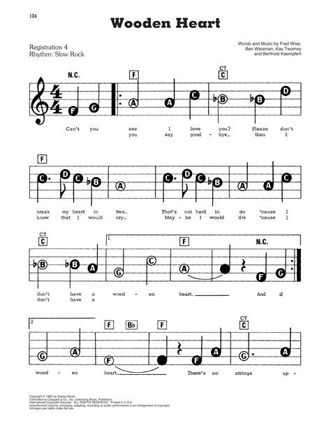 Elvis Presley Wooden Heart Sheet Music And Printable Pdf Music Notes