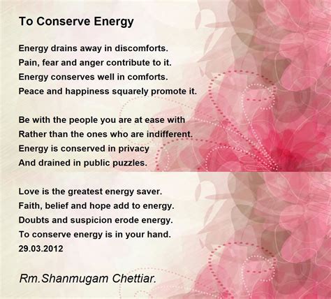 Poem On Energy Conservation In English