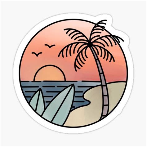 Watercolor Beach Sunset Sticker For Sale By Maggie Elias In 2024 Beach Watercolor Beach