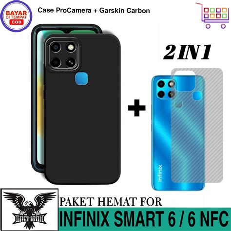 Promo 2in1 Case INFINIX SMART 6 6 NFC Free Garskin Carbon Premium