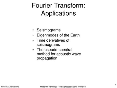 PPT - Fourier Transform: Applications PowerPoint Presentation, free ...