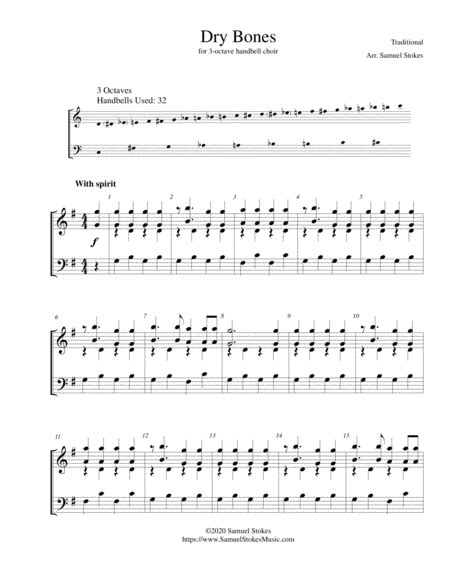 Dry Bones Dem Bones Them Bones For Octave Handbell Choir Arr