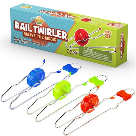 Retro Magic Rail Twirler 3 Pack Light Up Magnetic Toy For Kids Boys