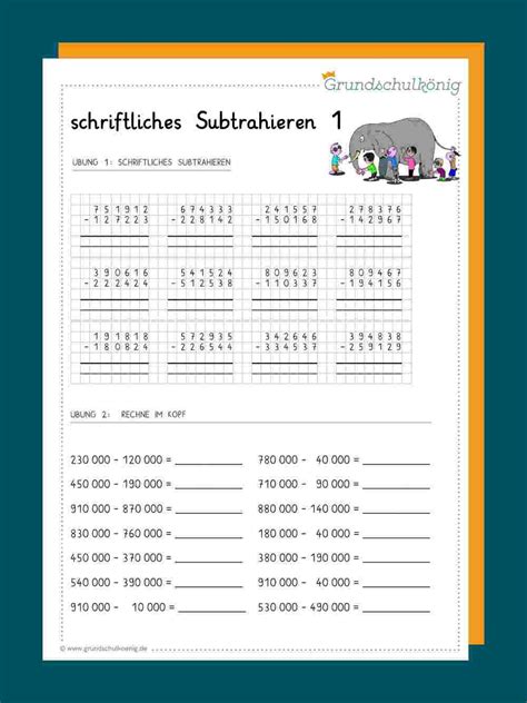 Schriftlich Subtrahieren Arbeitsbl Tter Kostenlos Klasse Carl