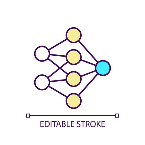 Neural network RGB color icon. Node and cells connection. Schematic ...