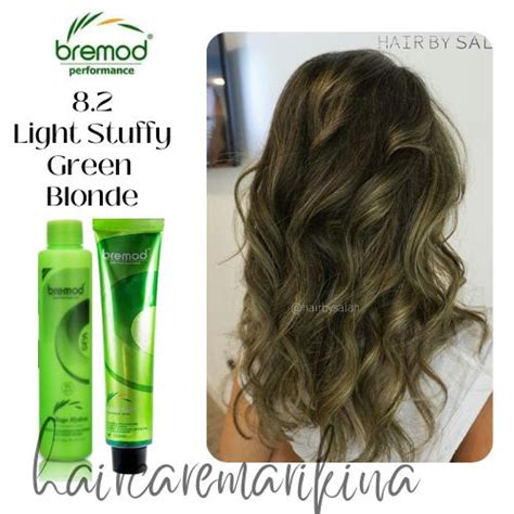 8 2 LIGHT STUFFY GREEN BLONDE Bremod Hair Color With Oxidizer Set