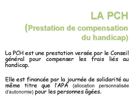 La Pch Prestation De Compensation Du Handicap La