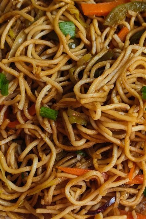 Vegetable Chow Mein Noodles In A White Bowl With The Words Vegetable Chow Mein Noodles