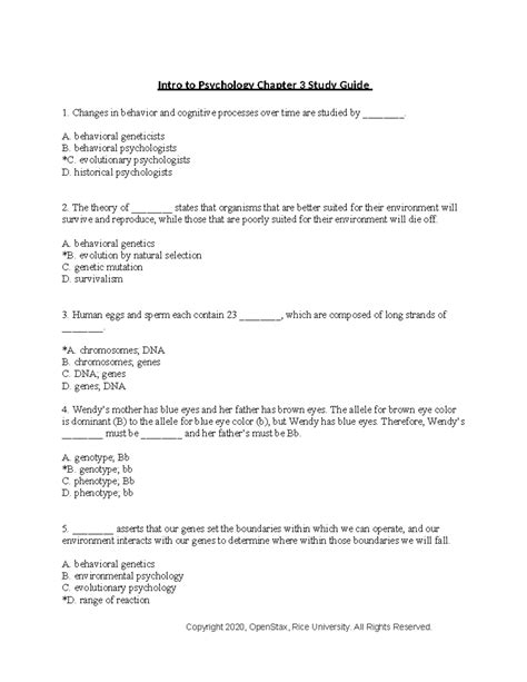 Intro to Psychology PSY101 Chapter 3 Study Guide & Review - Studocu