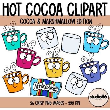 Hot Cocoa Cups Marshmallows Clipart By Studio Designs TPT