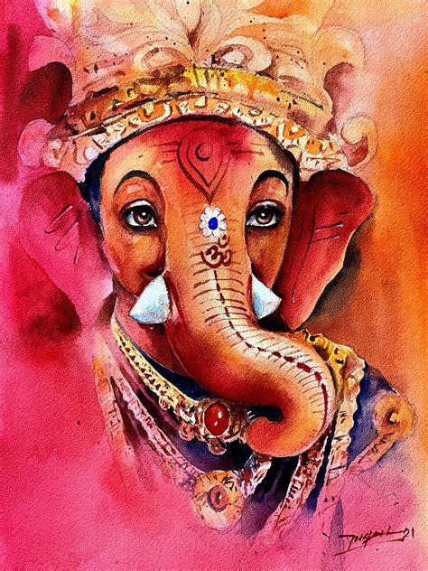 Lord Ganesha Watercolor Painting By Jugal Sarkar Exotic India Art