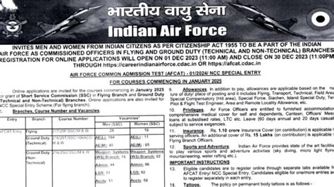 Afcat Notification Out For Posts Apply Online Start