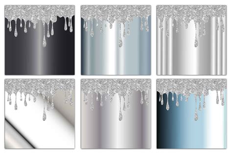 Silver Drips Drippings Textures Liquid Glitter Digital Etsy