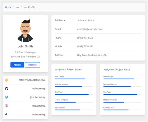 GitHub Mdbootstrap React Profiles Responsive Profiles Built With