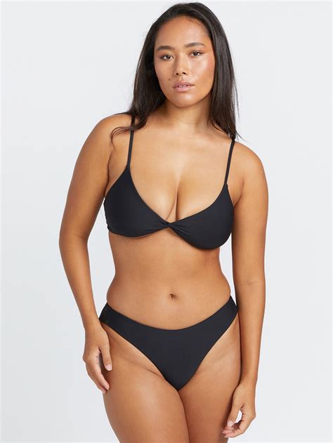 Simply Seamless V Neck Bikini Top Black Volcom Us