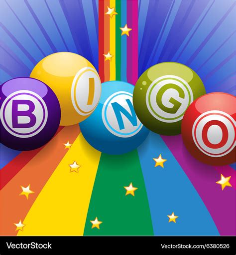 Bingo Balls On Rainbow Over Blue Background Vector Image