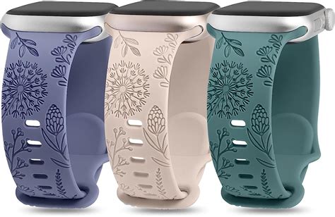 Toyouths Pack Compatible With Apple Watch Band Floral Engraved