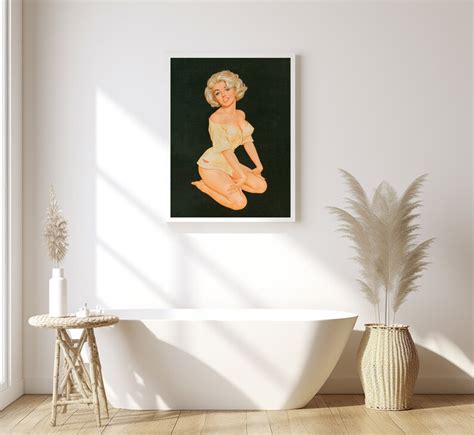Blonde Pin Up Girls Vintage Poster From 1950s Sexy Retro Wall Art For Coquette Room Bathroom