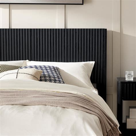 mopio Brooklyn King Size Bed Headboard, 80.8 Wide, Black, Wood 