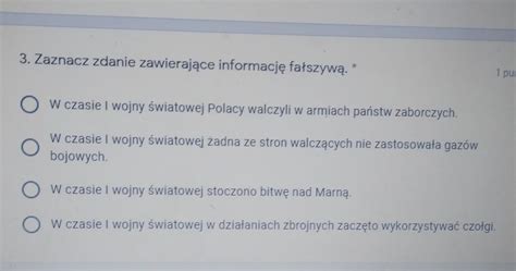 Zaznacz Zdanie Zawieraj Ce Informacje Fa Szywe Dane Punktow Brainly Pl